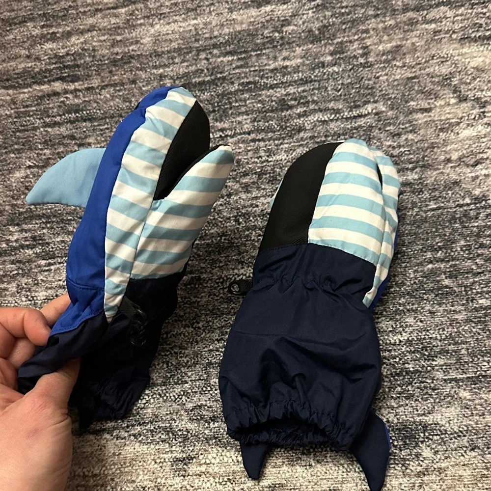 Blue Shark-Shaped Mittens